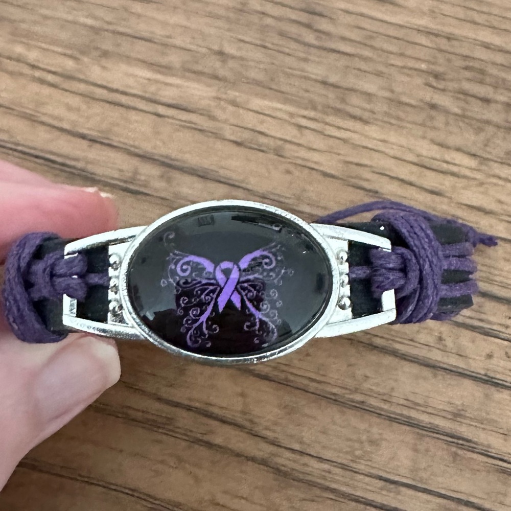 Purple Butterfly Bracelet ~Awareness